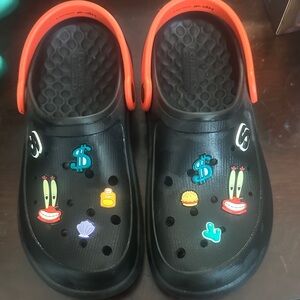 SpongeBob Mr Krabs Black and Orange Slippers with Charms sketchers Foamies